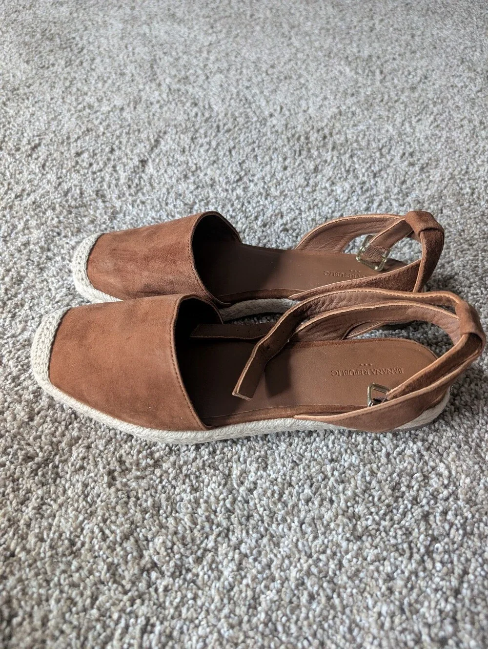 Banana Republic Neutral Brown Suede Women's Espadrilles Sandals Size 7.5